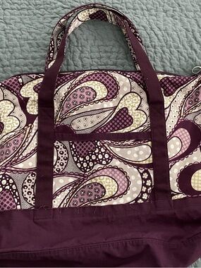 Thirty-One Heavy Canvas Purple Paisley Weekender Bag/Tote